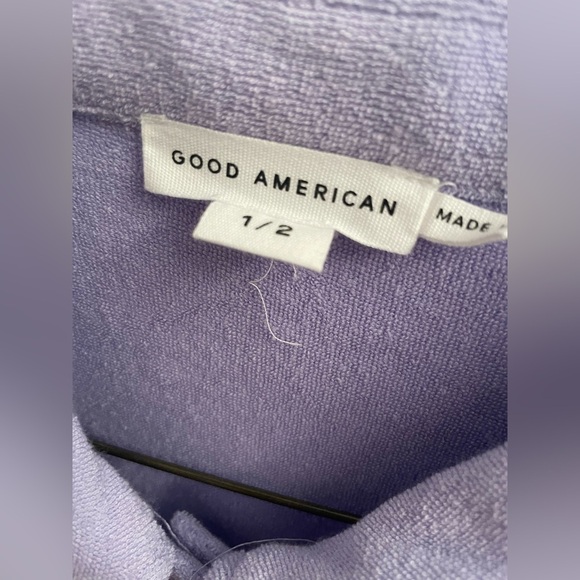 Good American Terry Shacket Button Down With Pockets Lilac Purple NEW - Picture 3 of 5